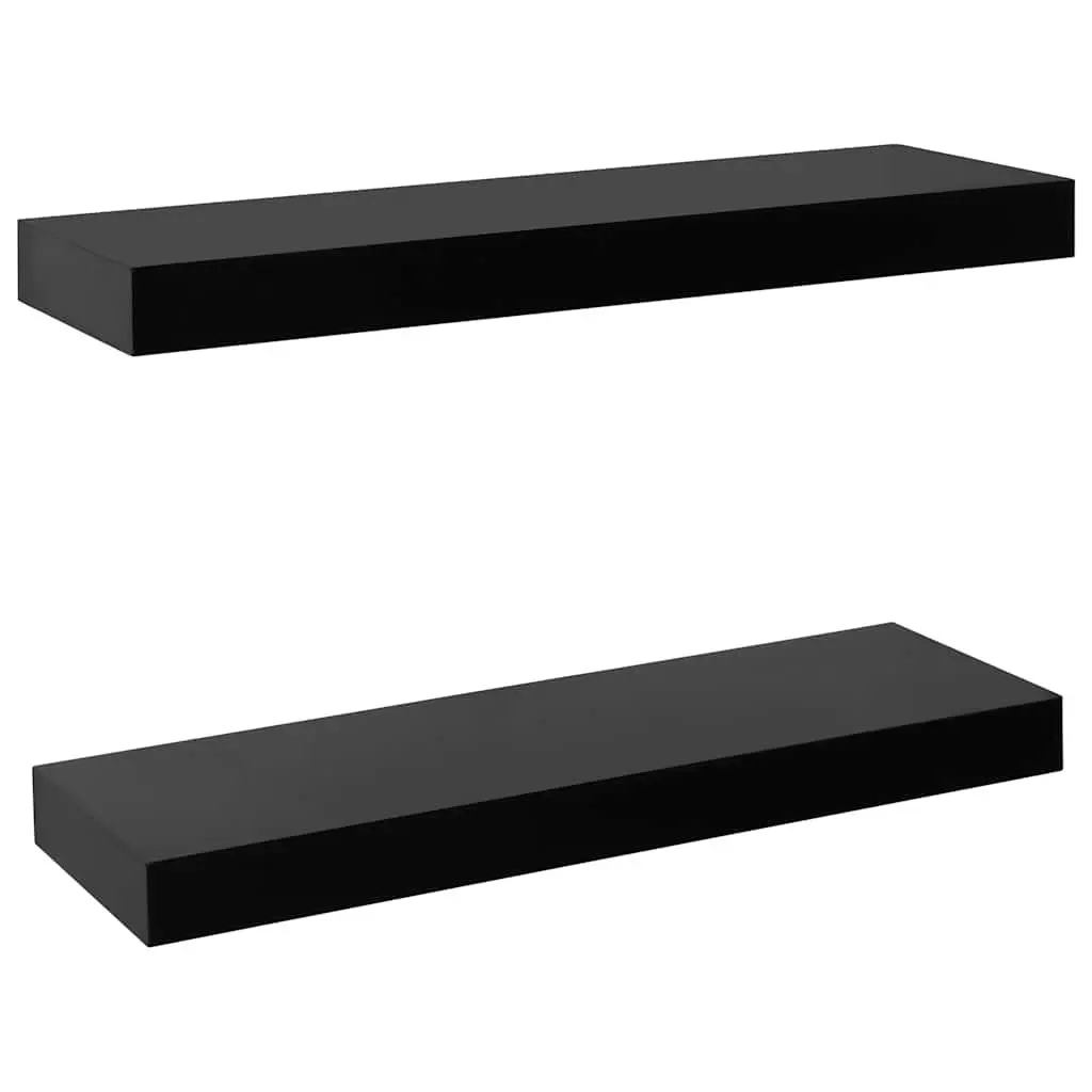 Floating Wall Shelves Black 40x20cm MDF Display Storage Organizer Set 2 Piece