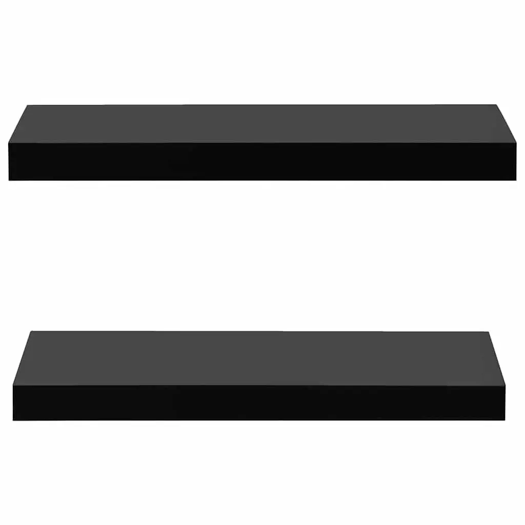 Floating Wall Shelves Black 40x20cm MDF Display Storage Organizer Set 2 Piece