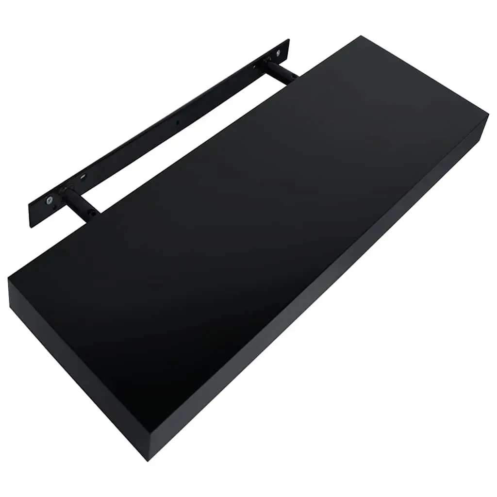 Floating Wall Shelves Black 40x20cm MDF Display Storage Organizer Set 2 Piece