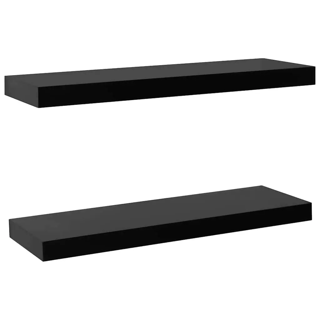 Floating Wall Shelves Black 60 x 20 x 3.8 cm MDF 2 Pieces