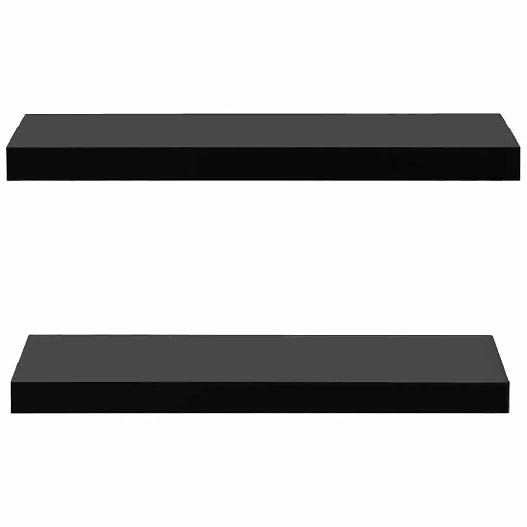 Floating Wall Shelves Black 60 x 20 x 3.8 cm MDF 2 Pieces