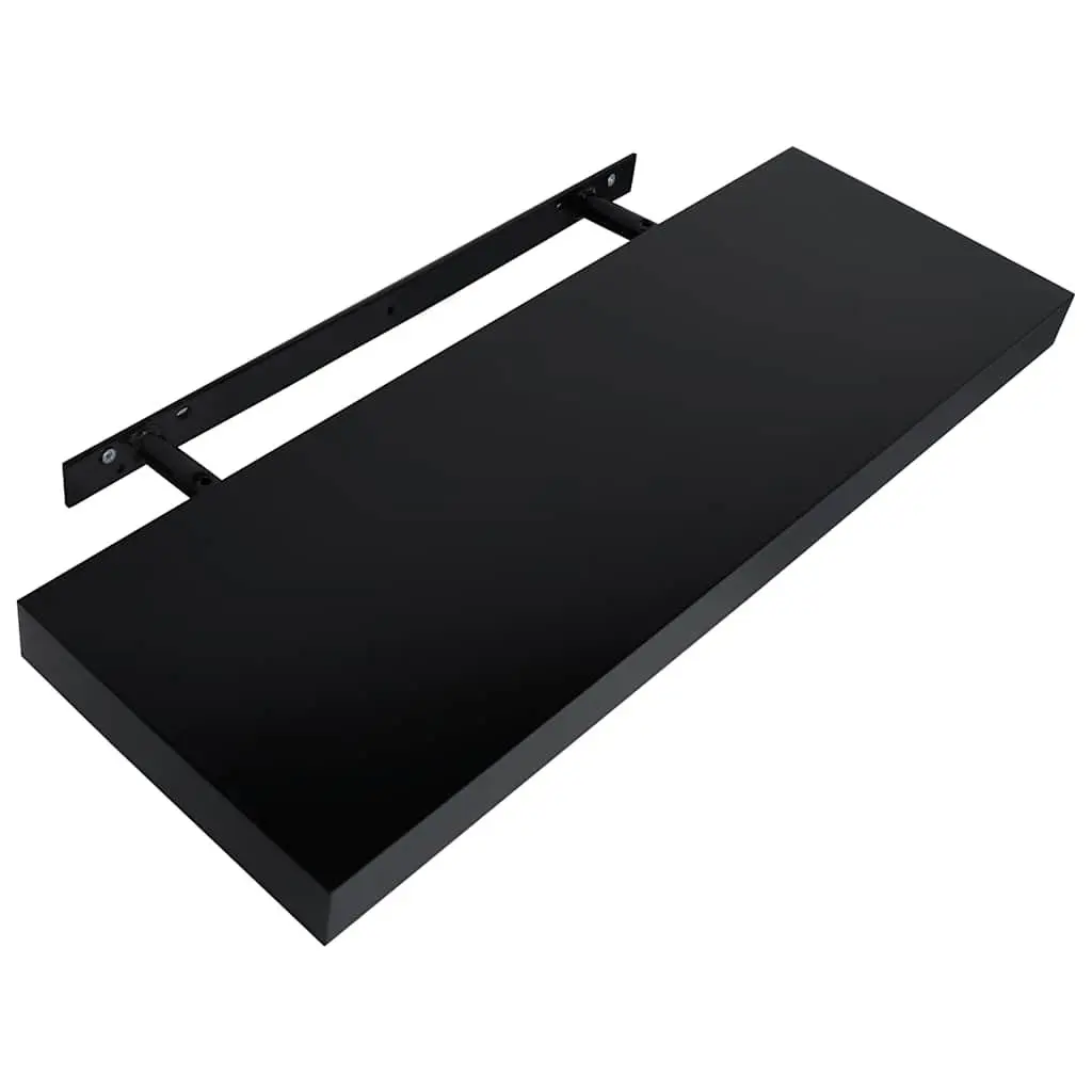 Floating Wall Shelves Black 60 x 20 x 3.8 cm MDF 2 Pieces