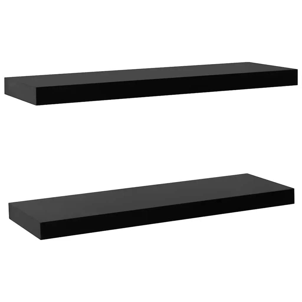 Floating Wall Shelves Black 80 x 20 x 3.8 cm MDF 2 Pieces