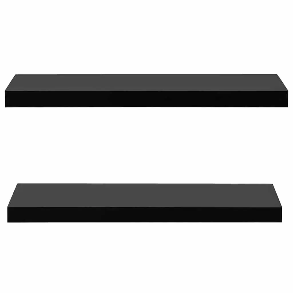 Floating Wall Shelves Black 80 x 20 x 3.8 cm MDF 2 Pieces