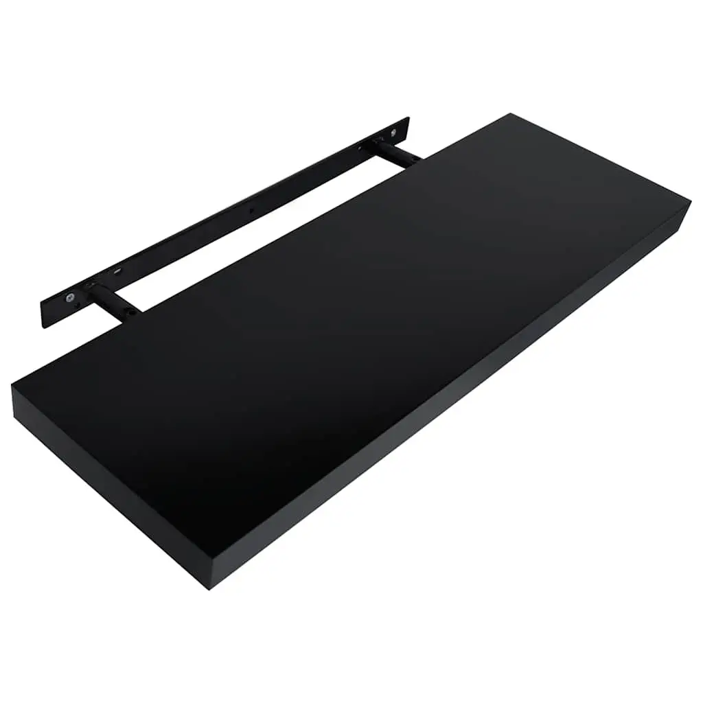 Floating Wall Shelves Black 80 x 20 x 3.8 cm MDF 2 Pieces