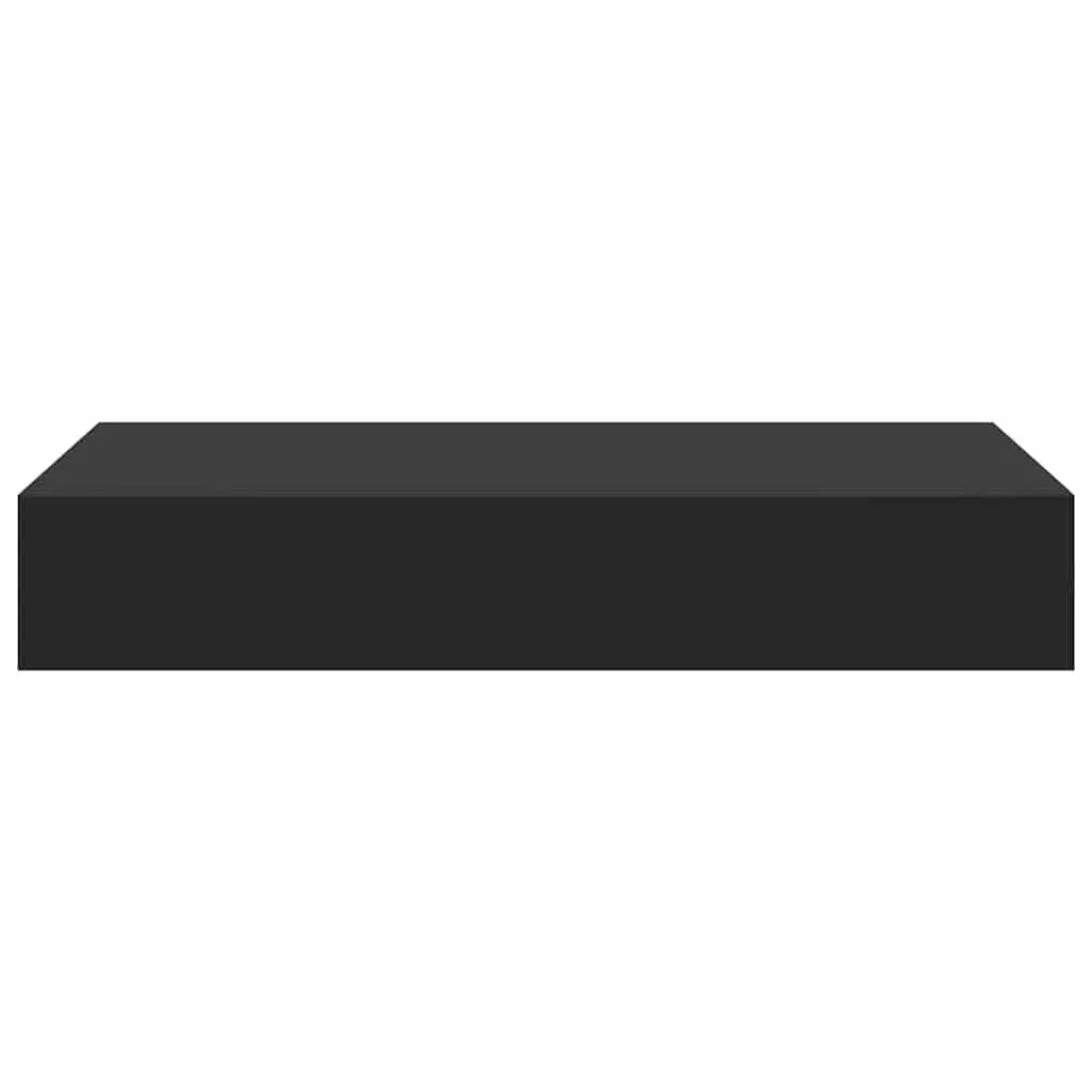 Floating Wall Shelf with Drawer Black 48x25x8 cm Display Storage Organizer
