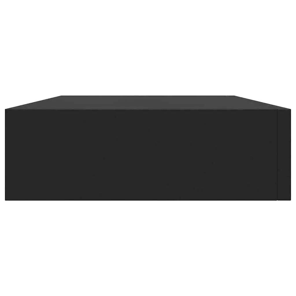 Floating Wall Shelf with Drawer Black 48x25x8 cm Display Storage Organizer
