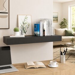 Stylish Black Floating Wall Shelf with Drawer
