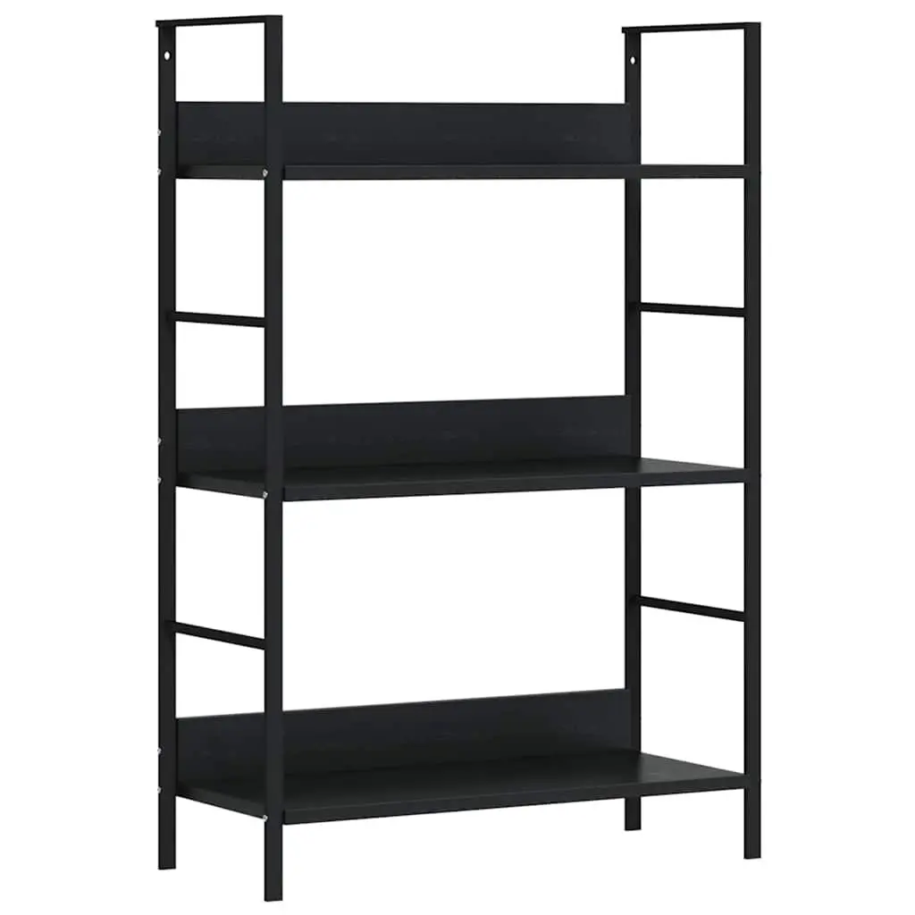 3-Layer Bookshelf Storage Cabinet Black 60x27.6x90.5cm Engineered Wood