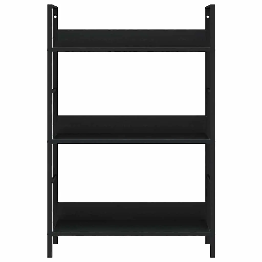 3-Layer Bookshelf Storage Cabinet Black 60x27.6x90.5cm Engineered Wood
