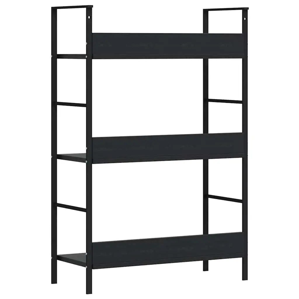 3-Layer Bookshelf Storage Cabinet Black 60x27.6x90.5cm Engineered Wood