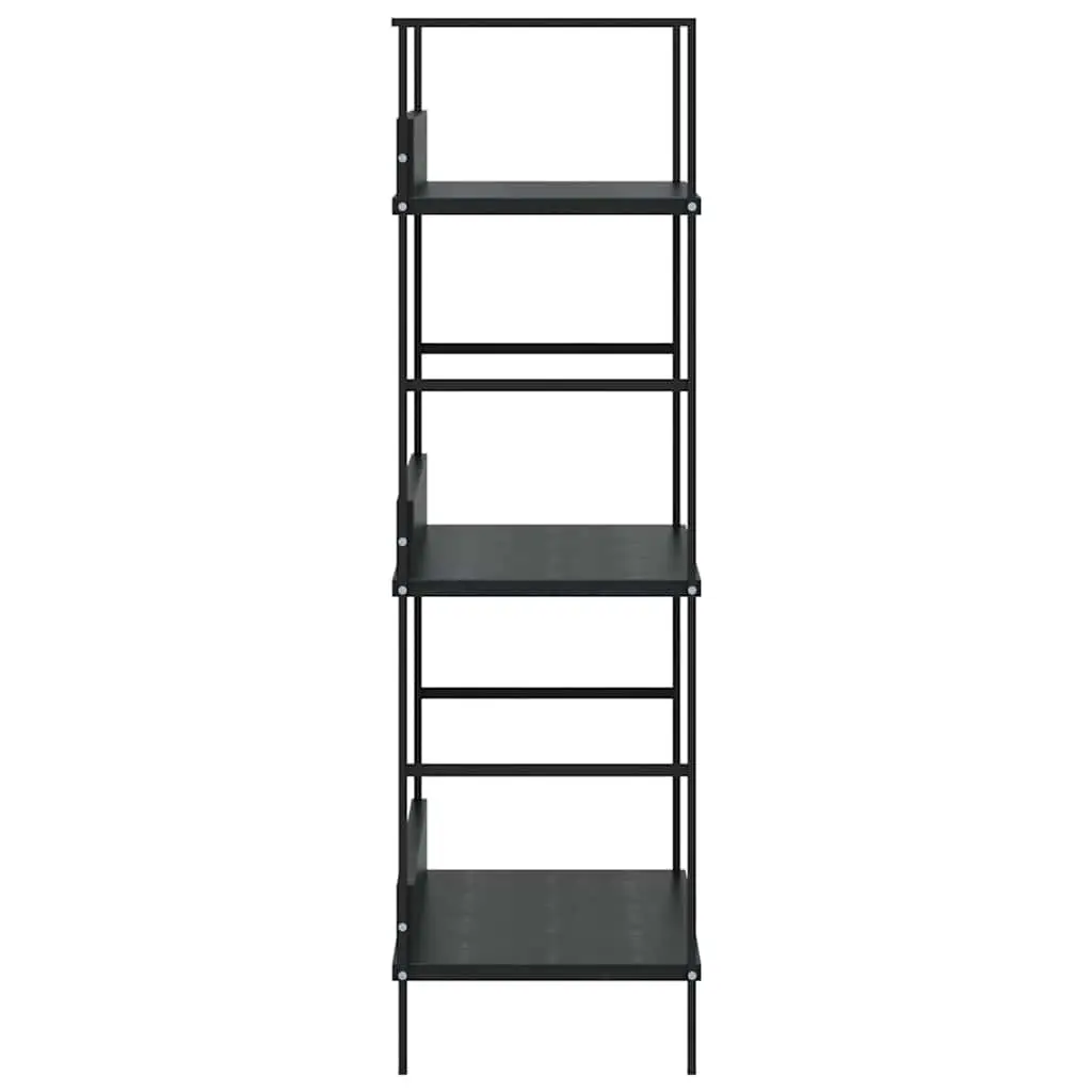 3-Layer Bookshelf Storage Cabinet Black 60x27.6x90.5cm Engineered Wood