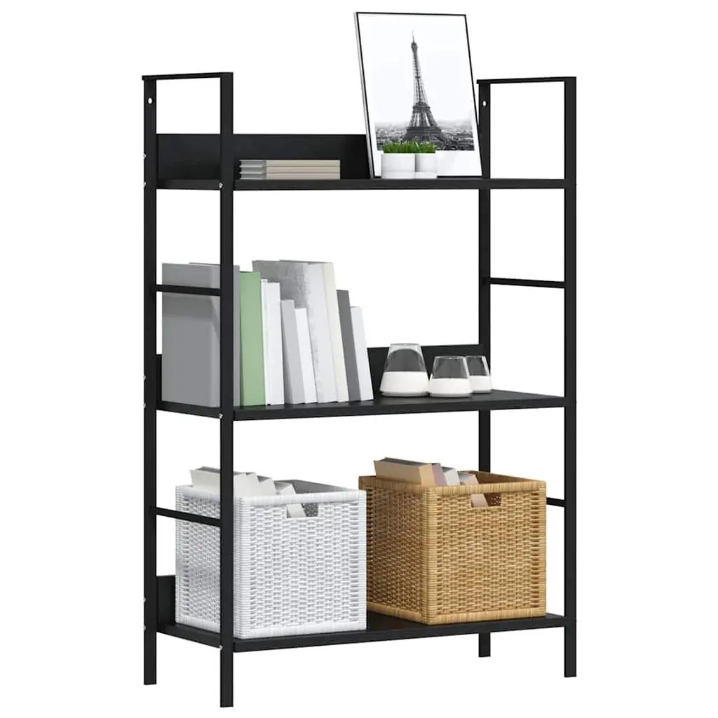 3-Layer Bookshelf Storage Cabinet Black 60x27.6x90.5cm Engineered Wood