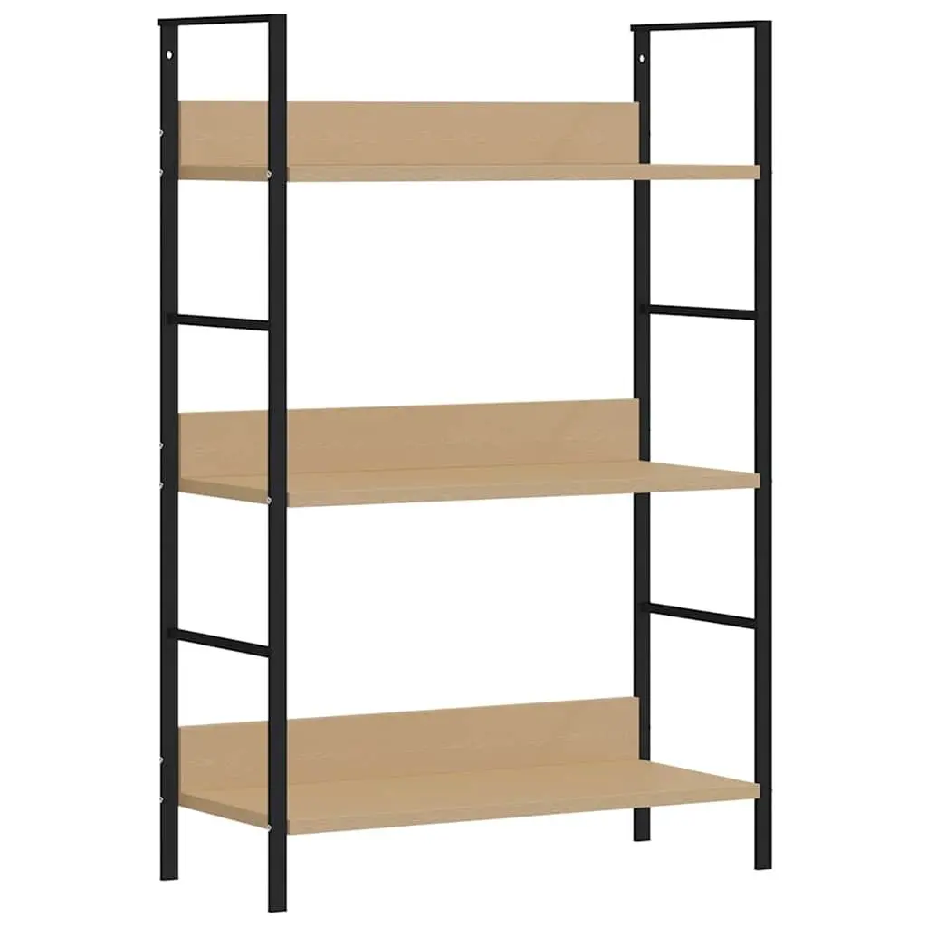 3 Layer Bookshelf Engineered Wood Brown Compact Storage Rack Display Unit