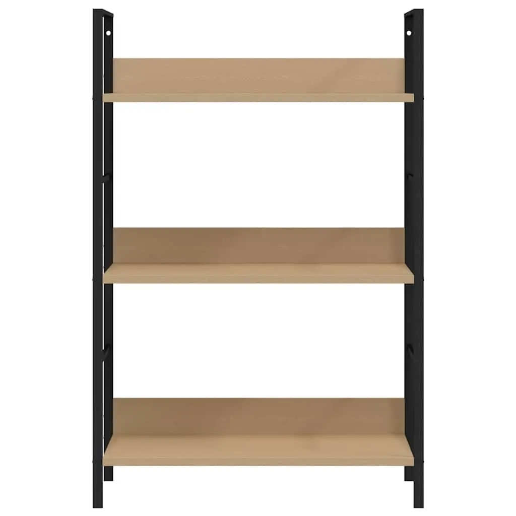 3 Layer Bookshelf Engineered Wood Brown Compact Storage Rack Display Unit