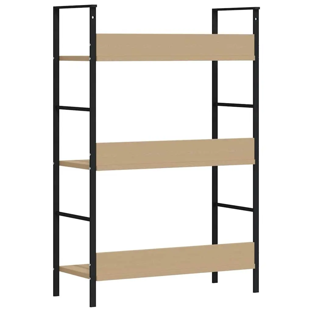 3 Layer Bookshelf Engineered Wood Brown Compact Storage Rack Display Unit