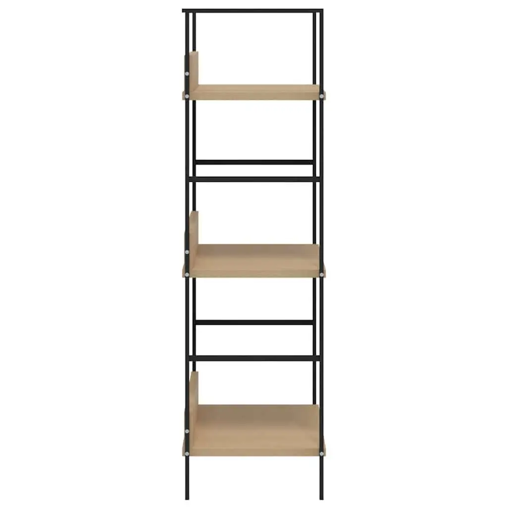 3 Layer Bookshelf Engineered Wood Brown Compact Storage Rack Display Unit