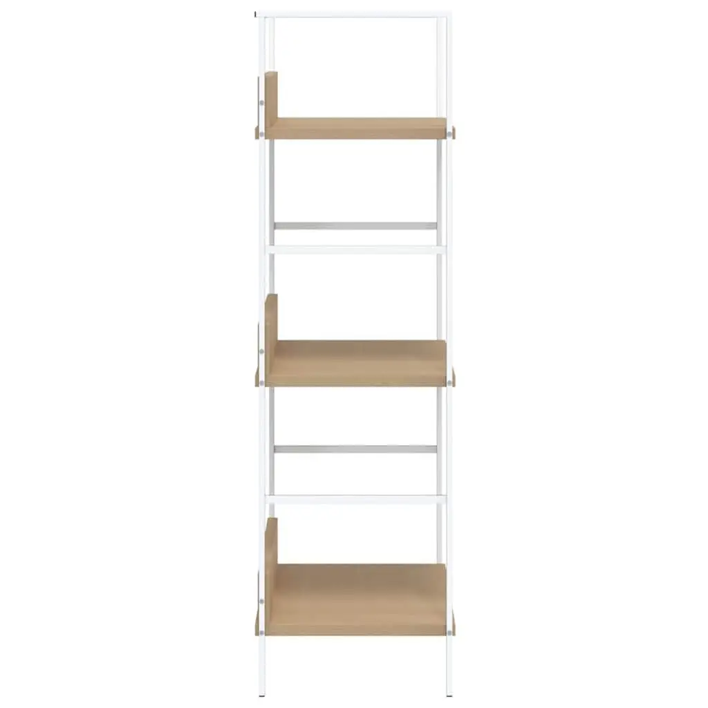 3-Layer Bookshelf Brown Engineered Wood Steel Frame Standing Cabinet Storage Display Rack