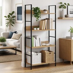 4-Layer Engineered Wood Display Cabinet in Brown