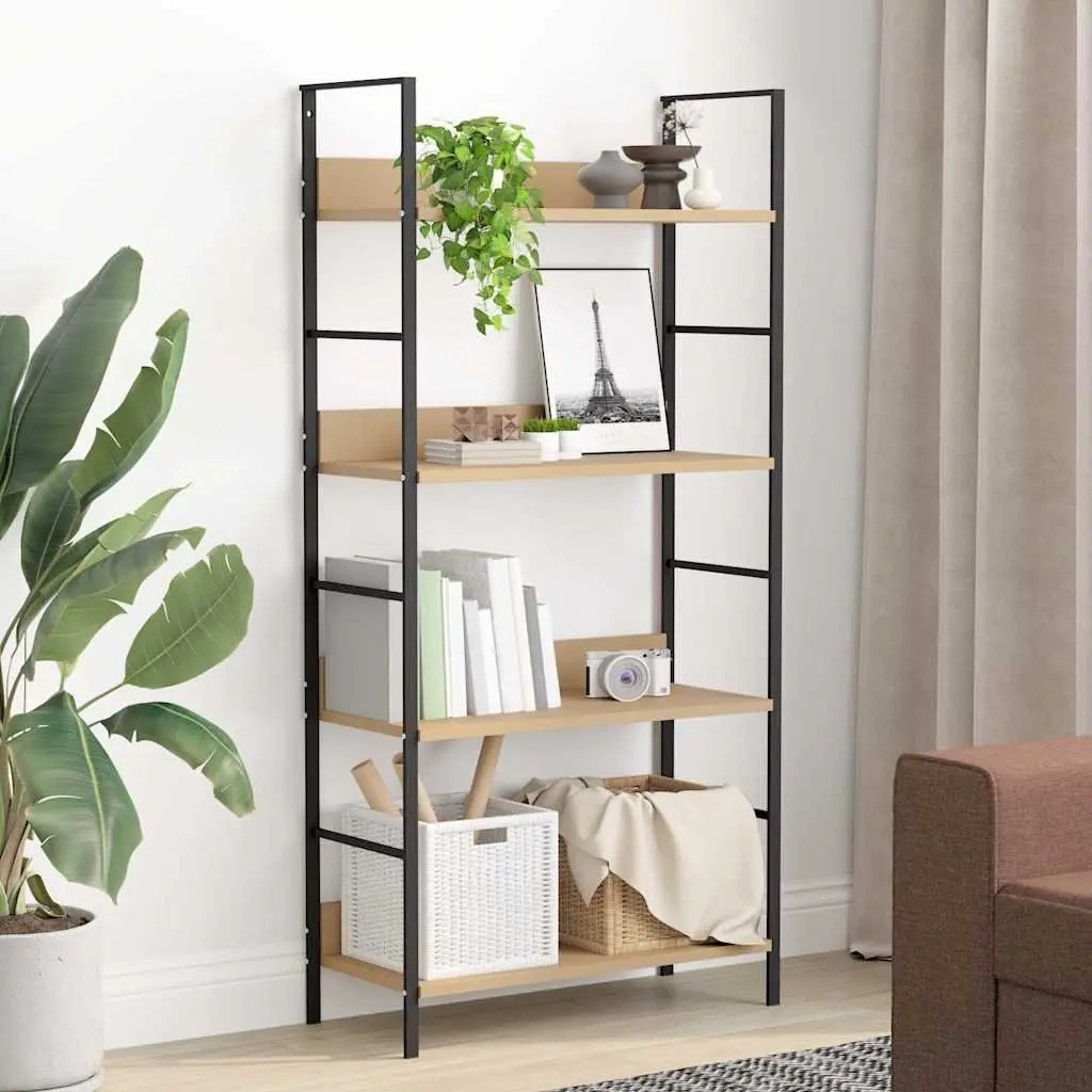 4-Layer Engineered Wood Display Cabinet in Brown