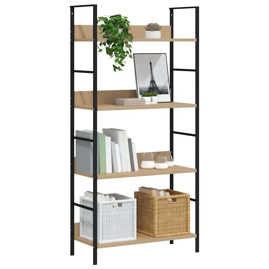 4-Layer Engineered Wood Display Cabinet in Brown