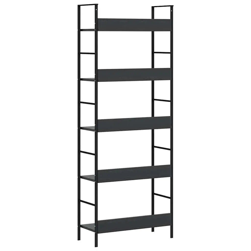 5-Layer Book Shelf Black Storage Display Rack