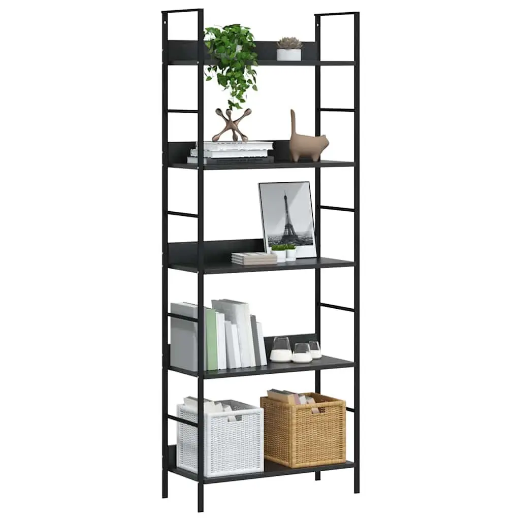 5-Layer Book Shelf Black Storage Display Rack