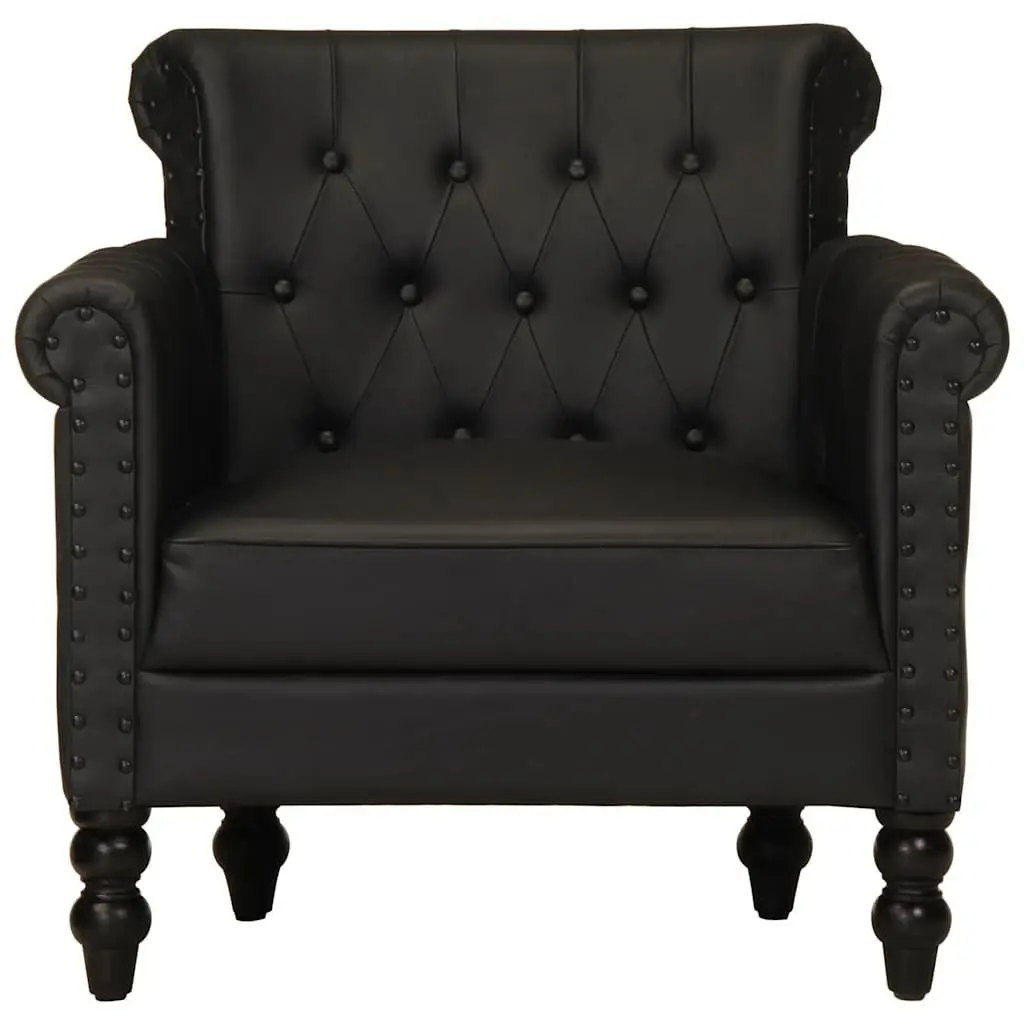 Armchair Black Goat Leather Lounge Chair Solid Mango Wood