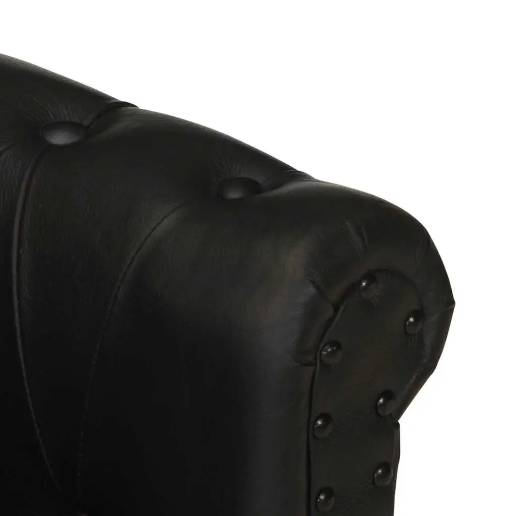 Armchair Black Goat Leather Lounge Chair Solid Mango Wood