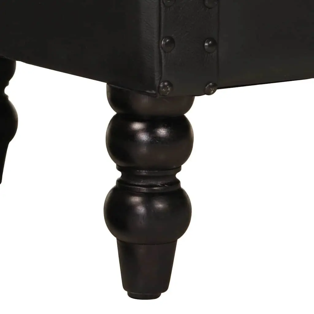 Armchair Black Goat Leather Lounge Chair Solid Mango Wood