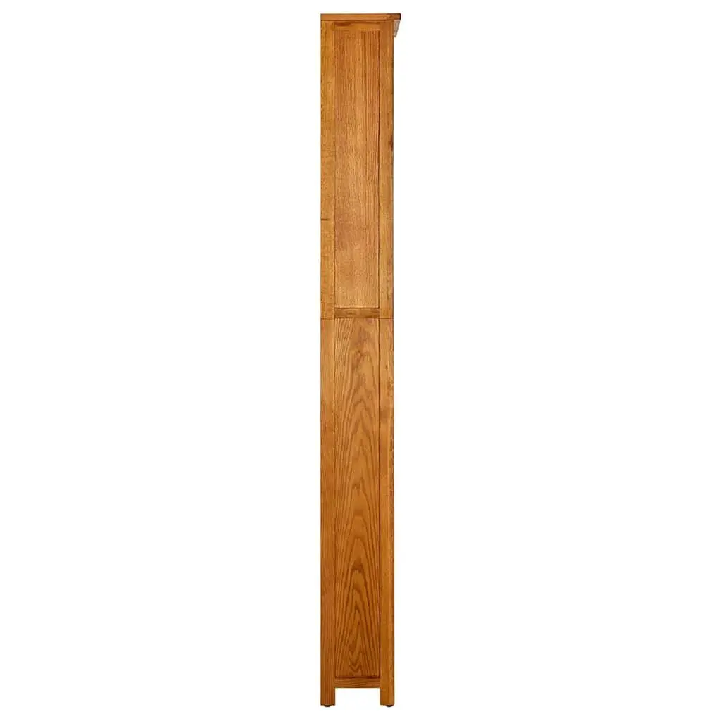 7-Tier Bookcase Brown 90x22.5x200 cm Solid Oak Wood Storage Standing Shelf Display