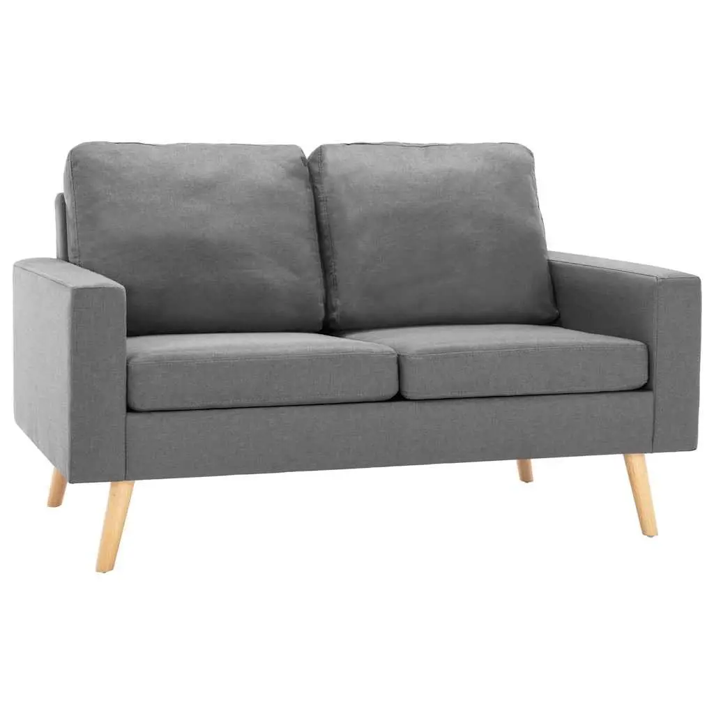 2-Seater Sofa Grey Fabric Upholstered Lounge Couch Wooden Frame