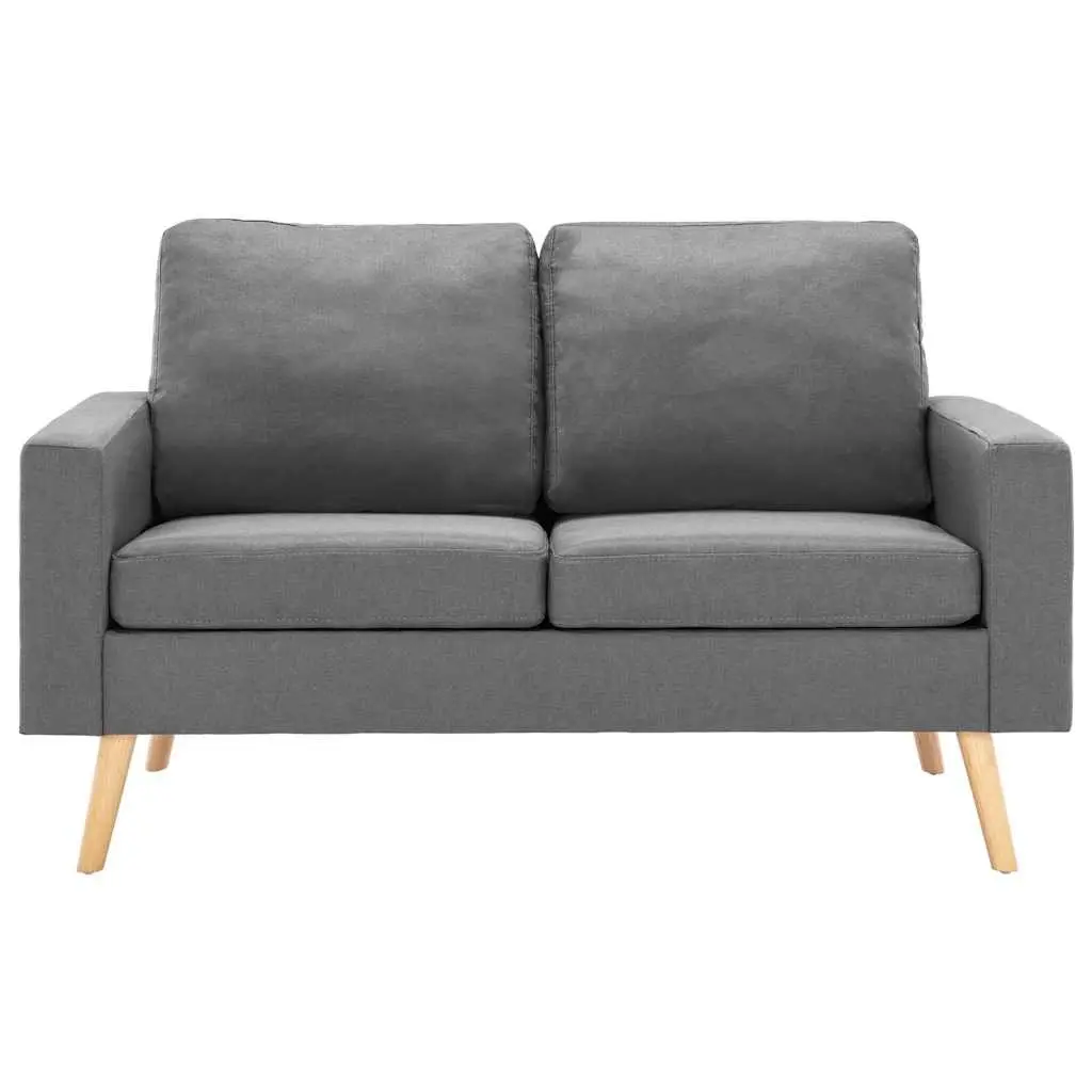 2-Seater Sofa Grey Fabric Upholstered Lounge Couch Wooden Frame