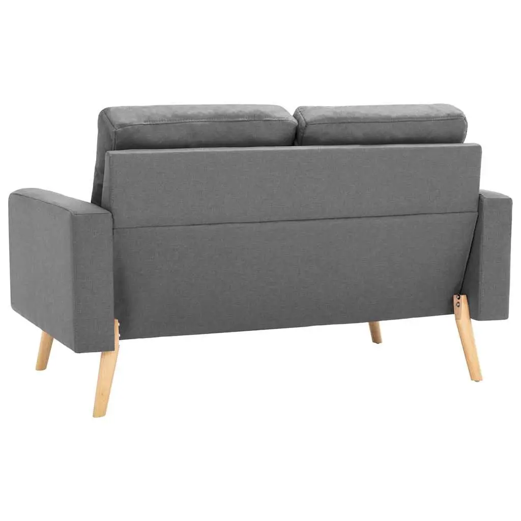 2-Seater Sofa Grey Fabric Upholstered Lounge Couch Wooden Frame