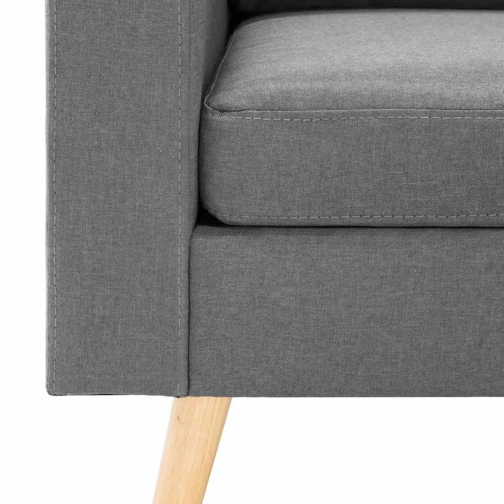 2-Seater Sofa Grey Fabric Upholstered Lounge Couch Wooden Frame