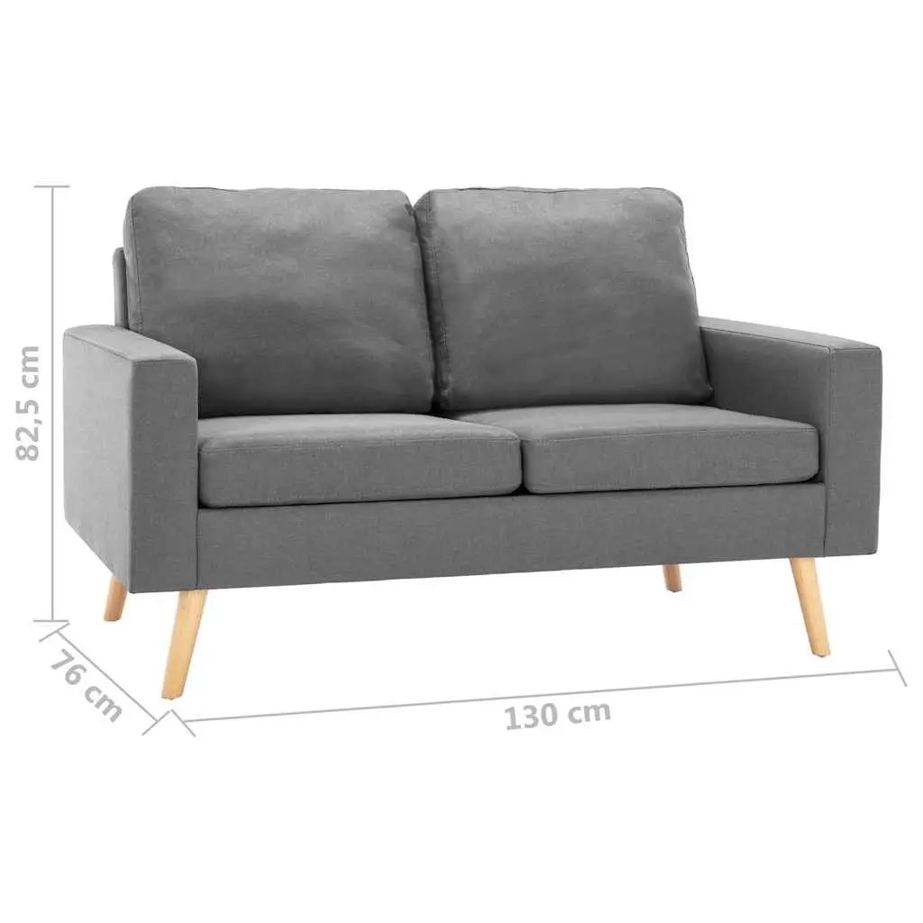 2-Seater Sofa Grey Fabric Upholstered Lounge Couch Wooden Frame