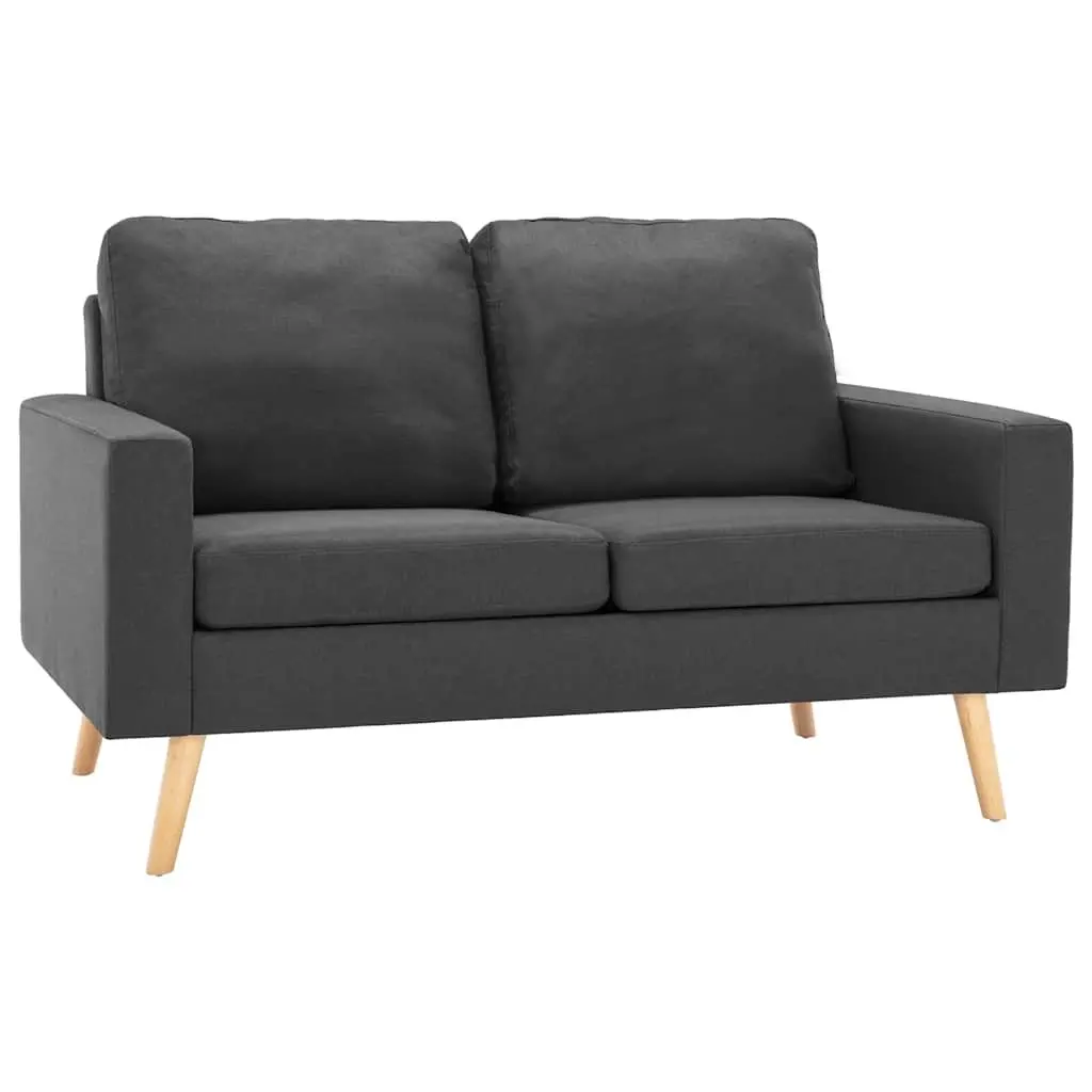 Grey Fabric 2-Seater Sofa with Padded Cushions