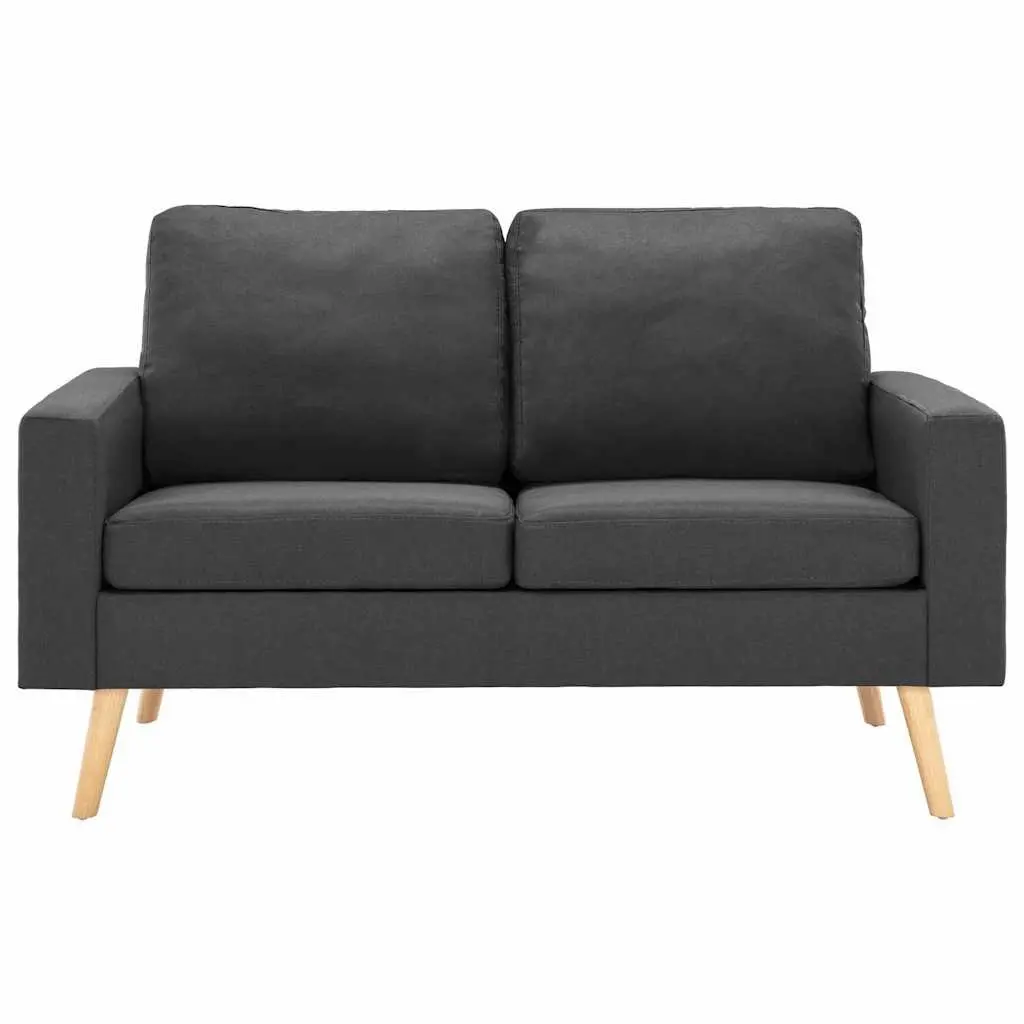 Grey Fabric 2-Seater Sofa with Padded Cushions