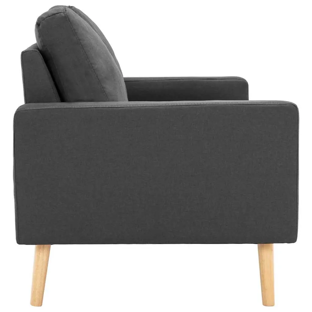 Grey Fabric 2-Seater Sofa with Padded Cushions