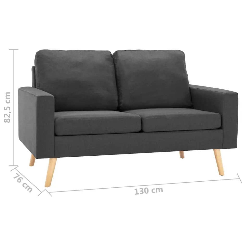 Grey Fabric 2-Seater Sofa with Padded Cushions