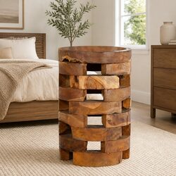 Solid Teak Wood Bedside Cabinet 30x30x45 cm in Brown