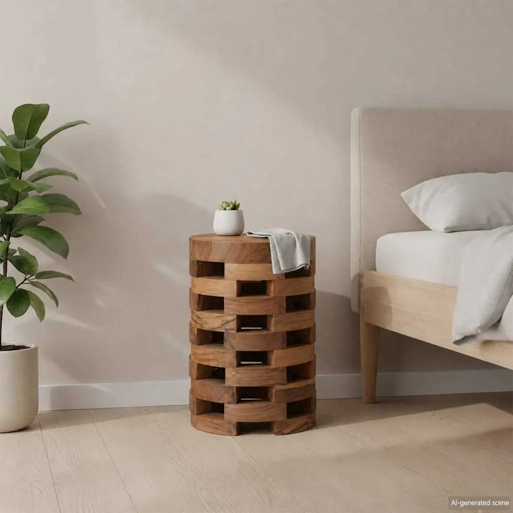 Solid Teak Wood Bedside Cabinet 30x30x45 cm in Brown