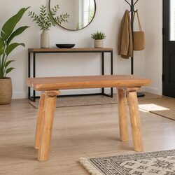 80cm Solid Teak Wood Garden Bench for Indoors and Outdoors