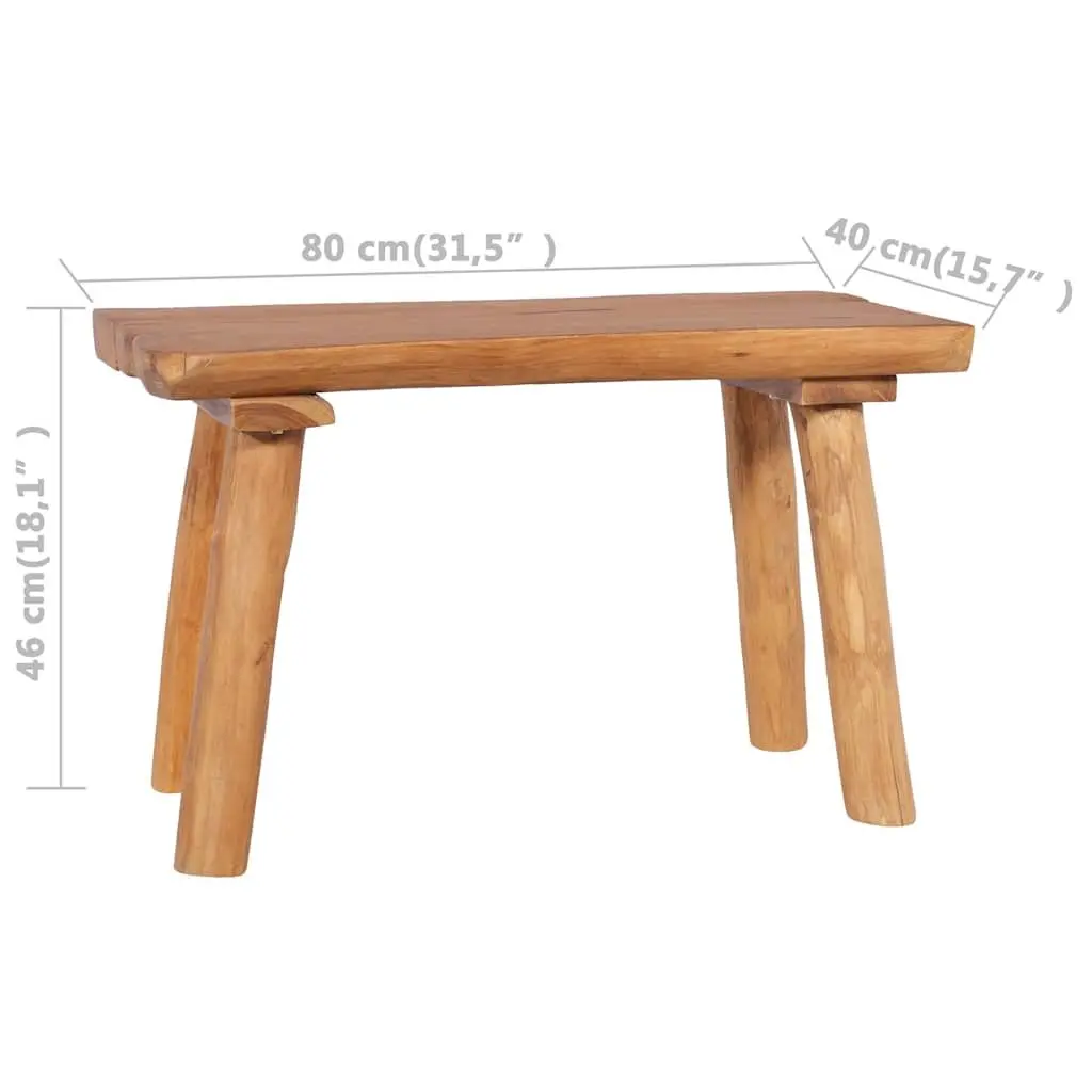 80cm Solid Teak Wood Garden Bench for Indoors and Outdoors