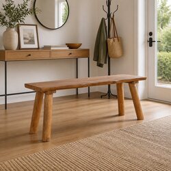 Warm Solid Teak Wood Garden Bench 120 cm