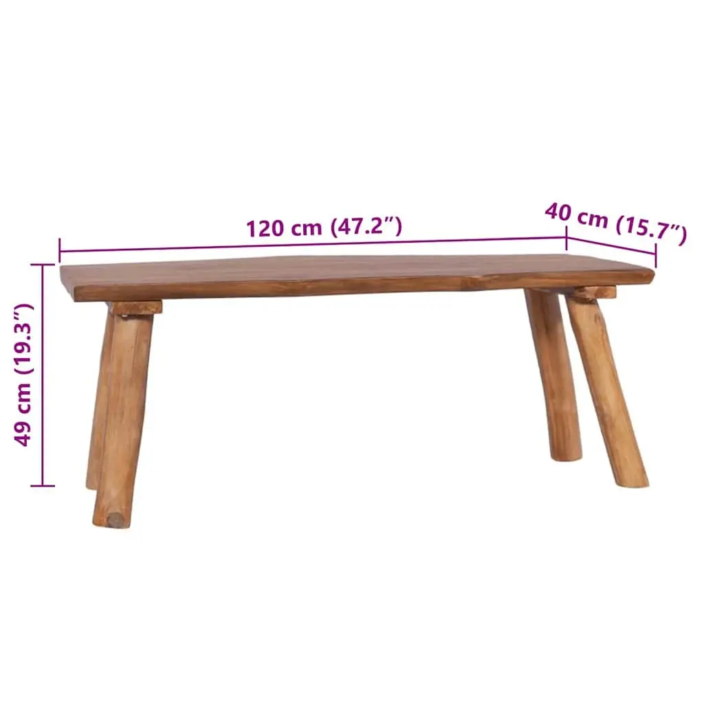 Solid Teak Wood Garden Bench 120 cm Indoor Outdoor Wooden Seating Furniture