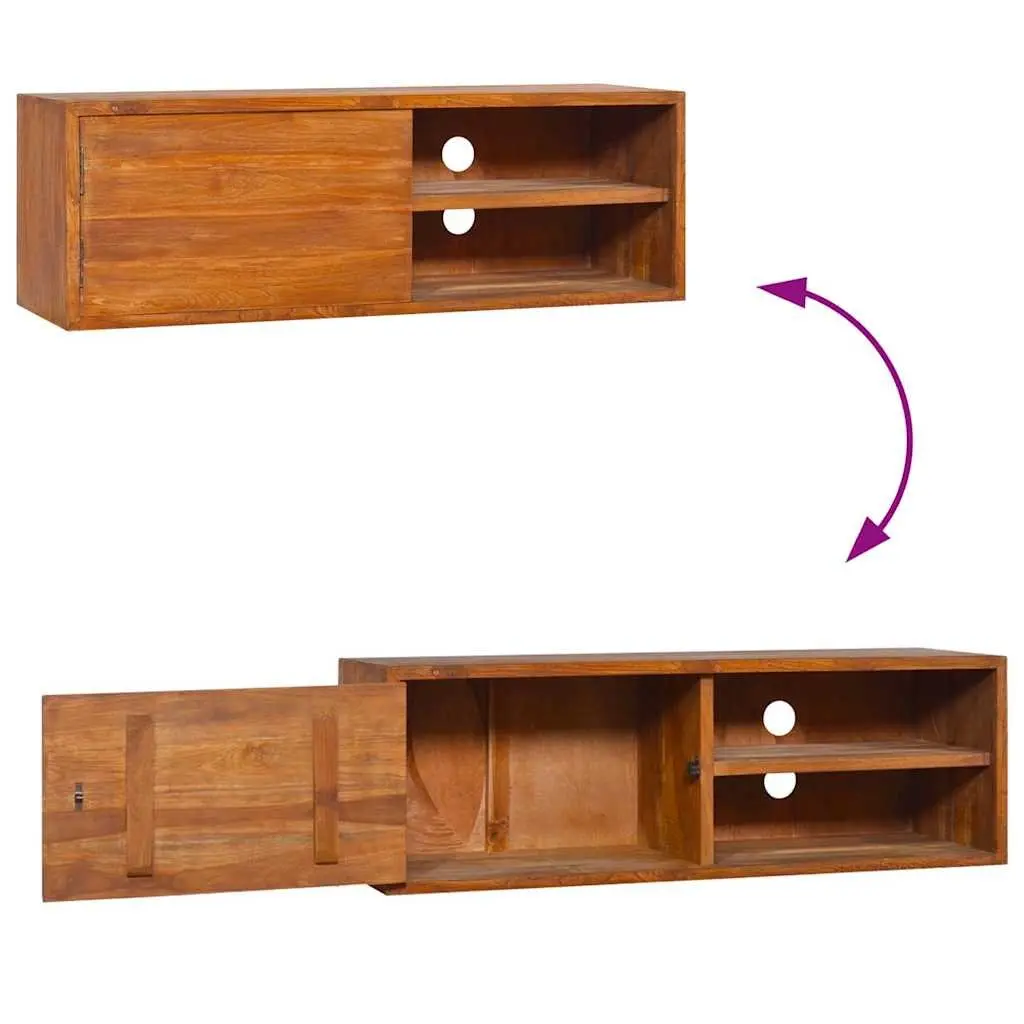 Wall-mounted TV Cabinet Solid Teak Wood Brown 90x30x30cm
