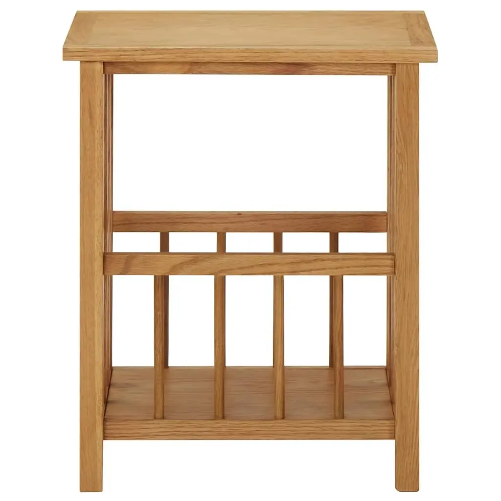 End Table Oak Wood Magazine Rack Shelf Compact Accent Furniture Brown 45x35x55cm