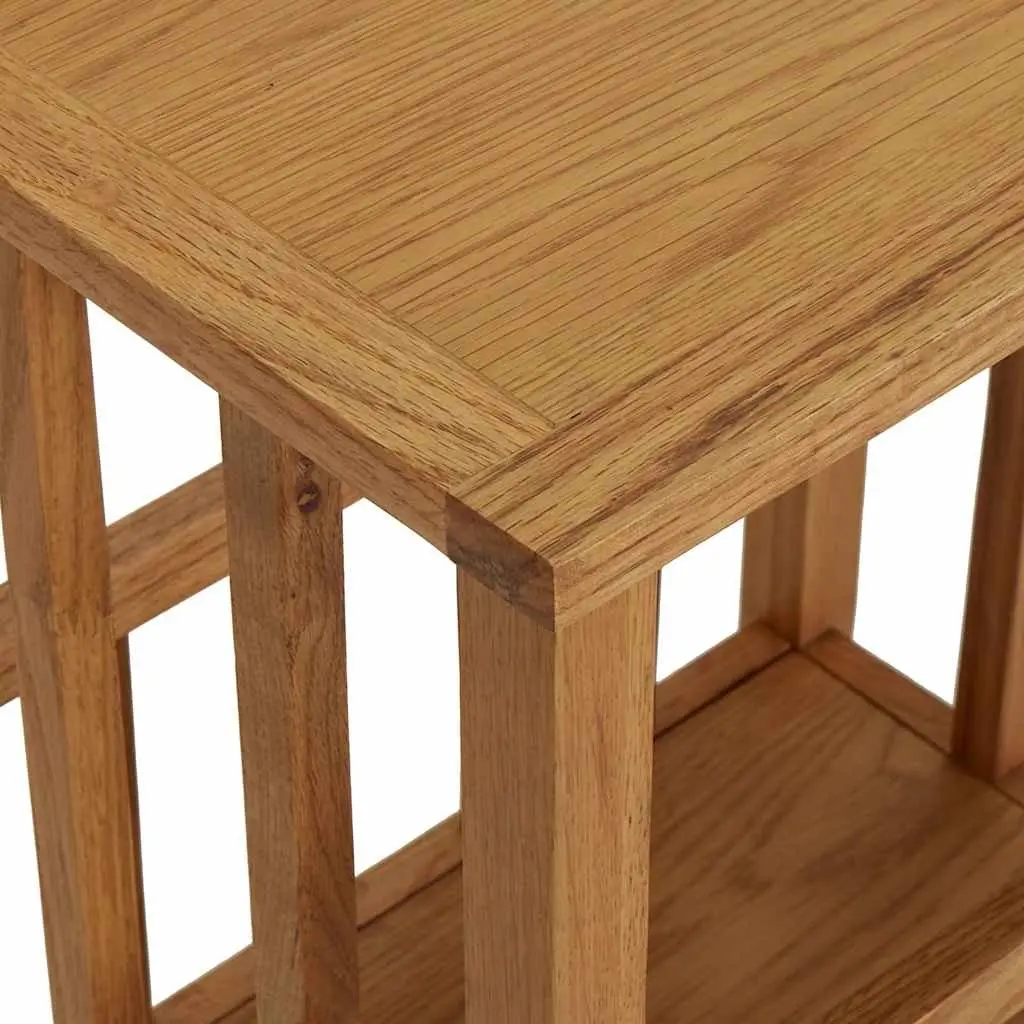 End Table Oak Wood Magazine Rack Shelf Compact Accent Furniture Brown 45x35x55cm