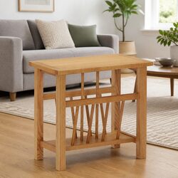 Rustic End Table and Magazine Rack in Solid Oak